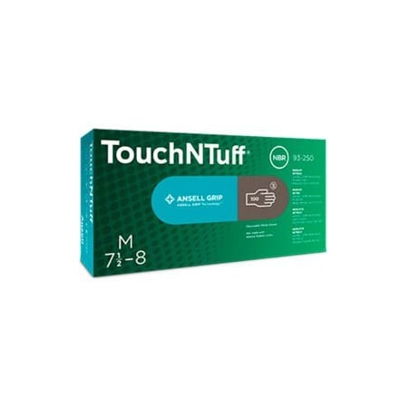 Ansell TouchNTuff 93-250, Disposable Gloves, 5.1 mil Palm, Nitrile, Powder-Free, M, Dark Grey 93250080